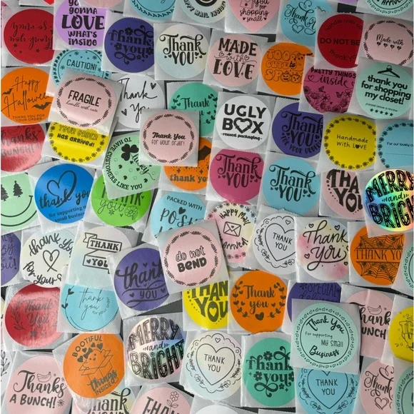 100 thank you stickers mystery bag bundle mix thank you 2" - Picture 7 of 12